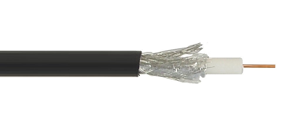 Câble coaxial RG-6 noir 60% blindé