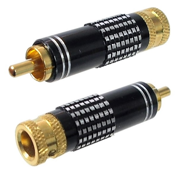 Connecteur RCA mâle noir à souder pour câble RG-6