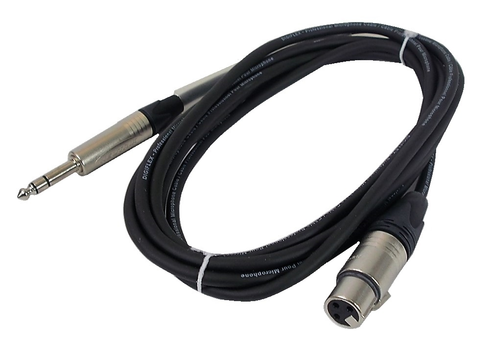 Câble Digiflex 1/4" mâle stéréo à XLR fem. - 10'