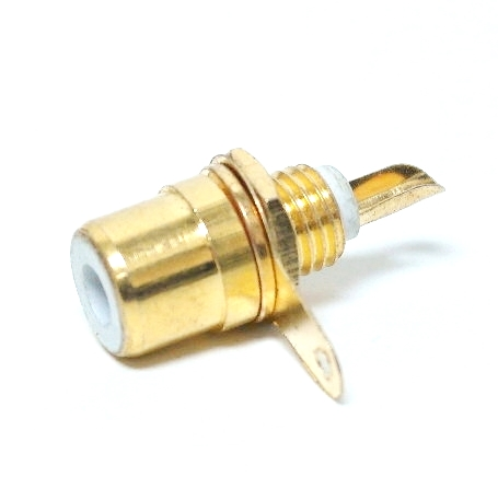Connecteur RCA châssis femelle blanc à souder