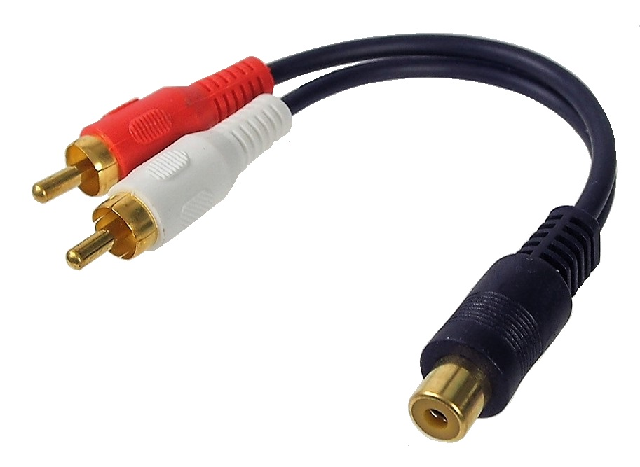 Câble diviseur fiches RCA femelle à 2 mâles - 6 po