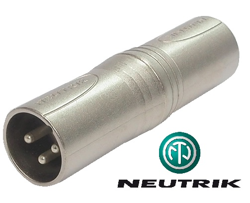 Adaptateur Neutrik XLR 3 contacts mâle à mâle
