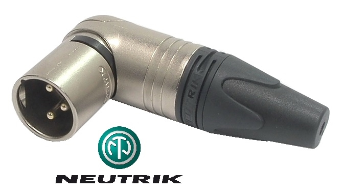 Connecteur Neutrik XLR mâle 3 contacts à 90 degrés