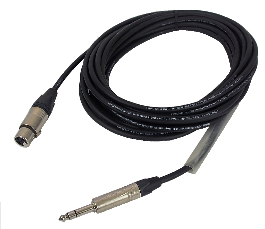 Câble Digiflex 1/4" mâle stéréo à XLR femelle -25'