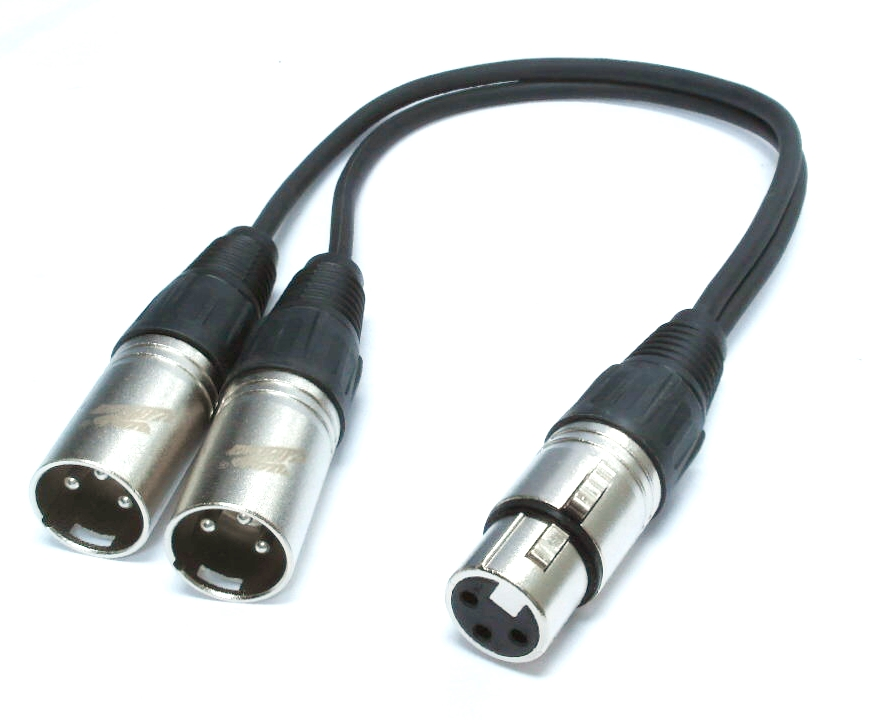 Câble en Y XLR femelle à 2 XLR mâle - 1 pied