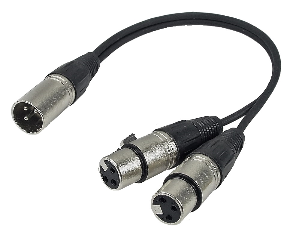 Y adapter cable XLR male to dual  XLR female - 1'