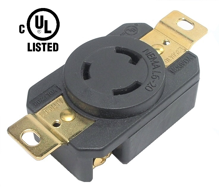 CONNECTEUR MURAL TWIST LOCK 250 VAC / 20A L6-20