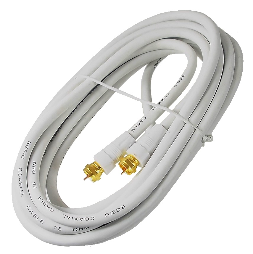 Câble coaxial RG-6 blanc - 15 pieds