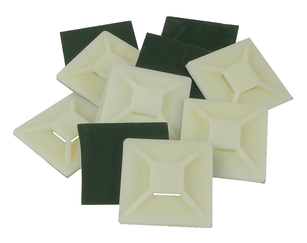 10 bases adhésives pour Tie Wrap (40 x 40 mm)