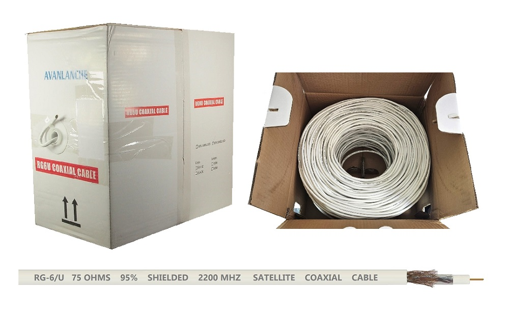 Câble coaxial RG-6  95% blindé / Boite de 1000'