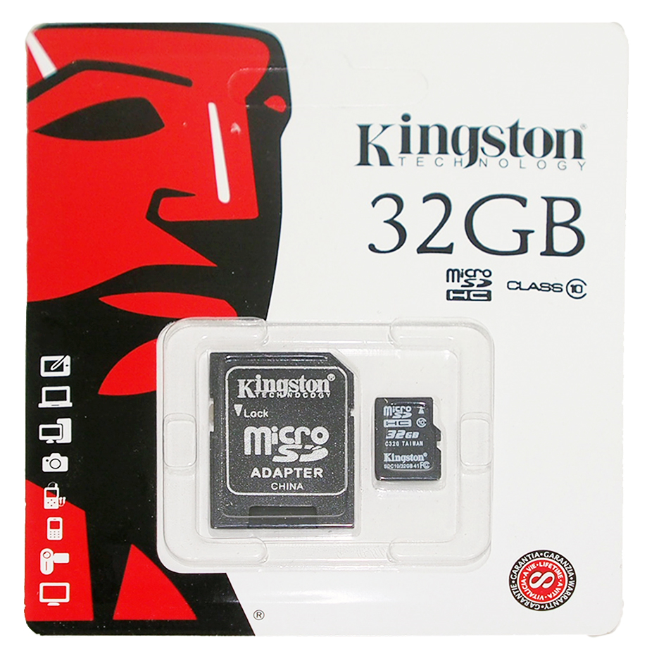 CARTE MÉMOIRE 32GB AVEC ADAPTATEUR KINGSTON
