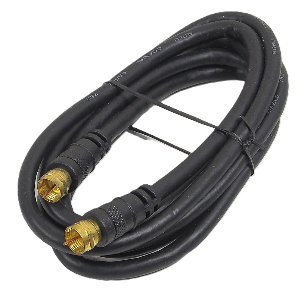 Câble coaxial RG-6 noir - 6 pieds