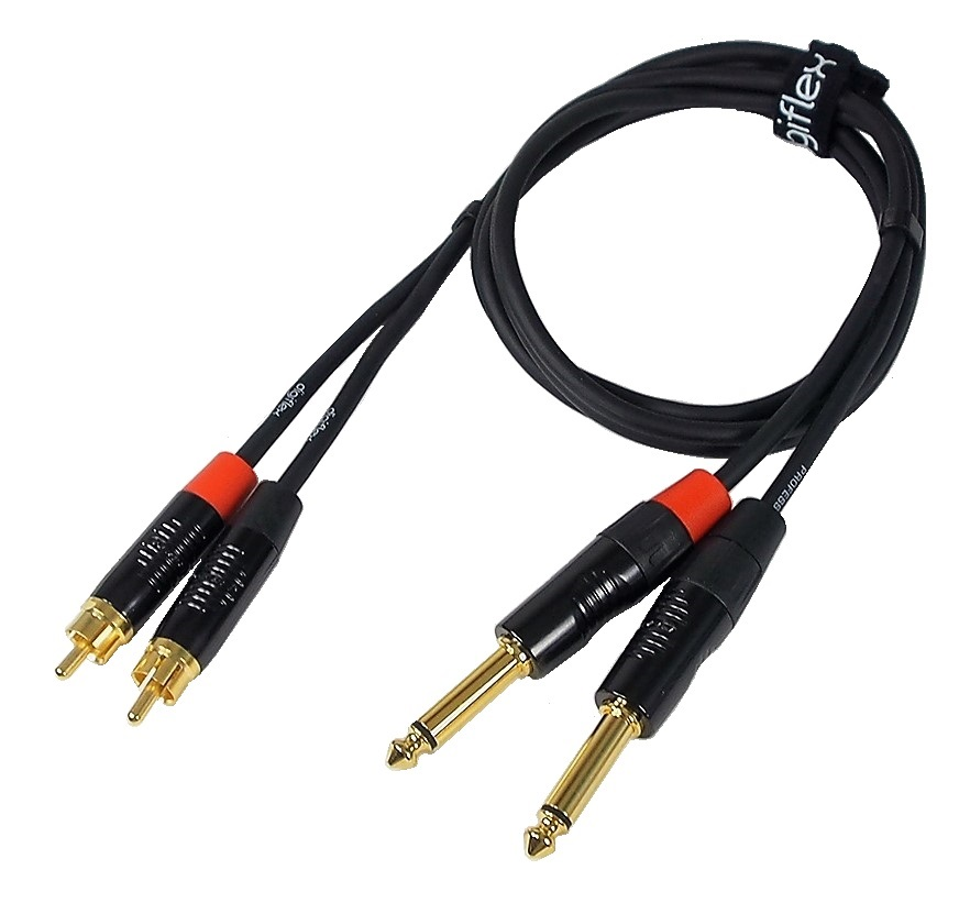 Câble Digiflex 2 X 6.3 mm mâle mono à RCA- 3'