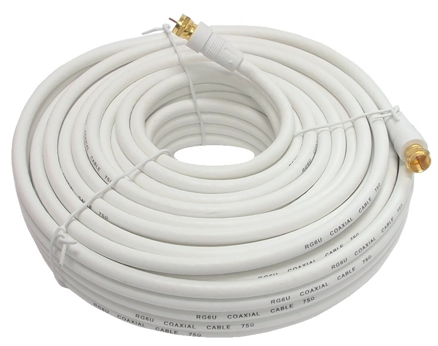 Câble coaxial RG-6 blanc - 100 pieds