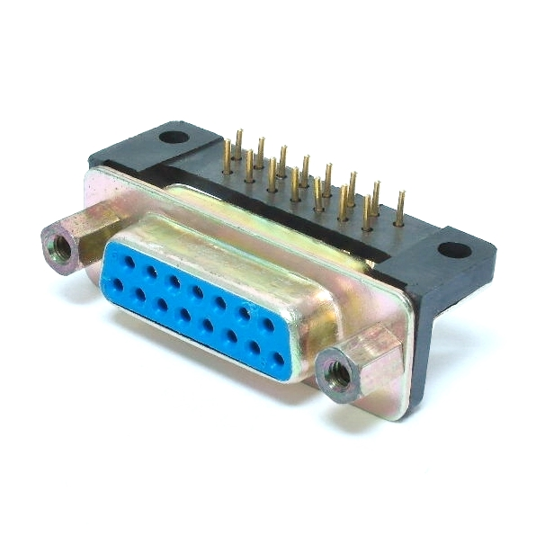 Connecteur 15 contacts femelle à 90° pour PCB