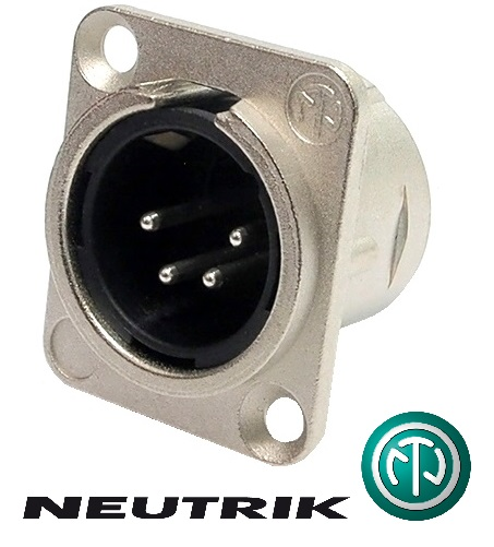 Connecteur Neutrik XLR mâle châssis 4 contacts