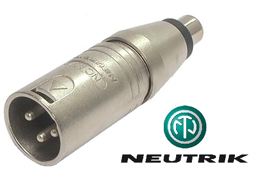 Adaptateur Neutrik XLR 3 mâle à RCA femelle