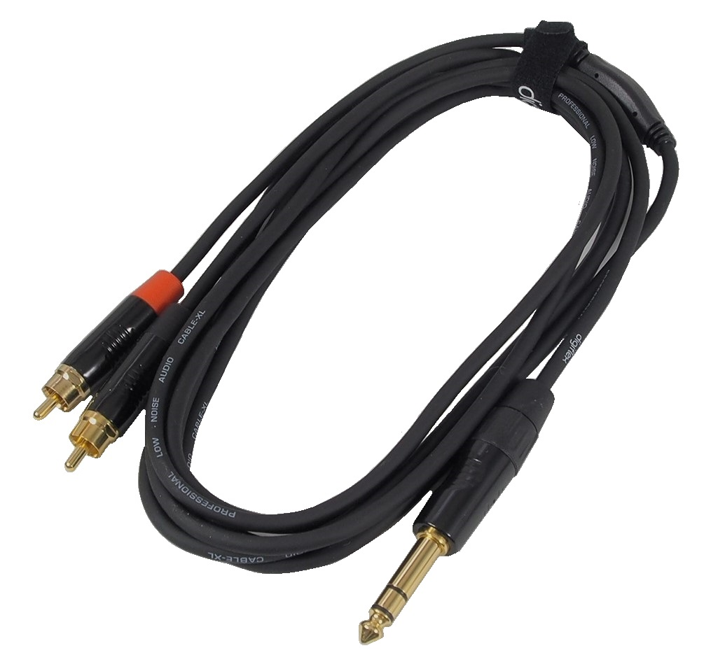 Câble audio avec fiche 6.3mm stéréo à 2 x RCA  10'