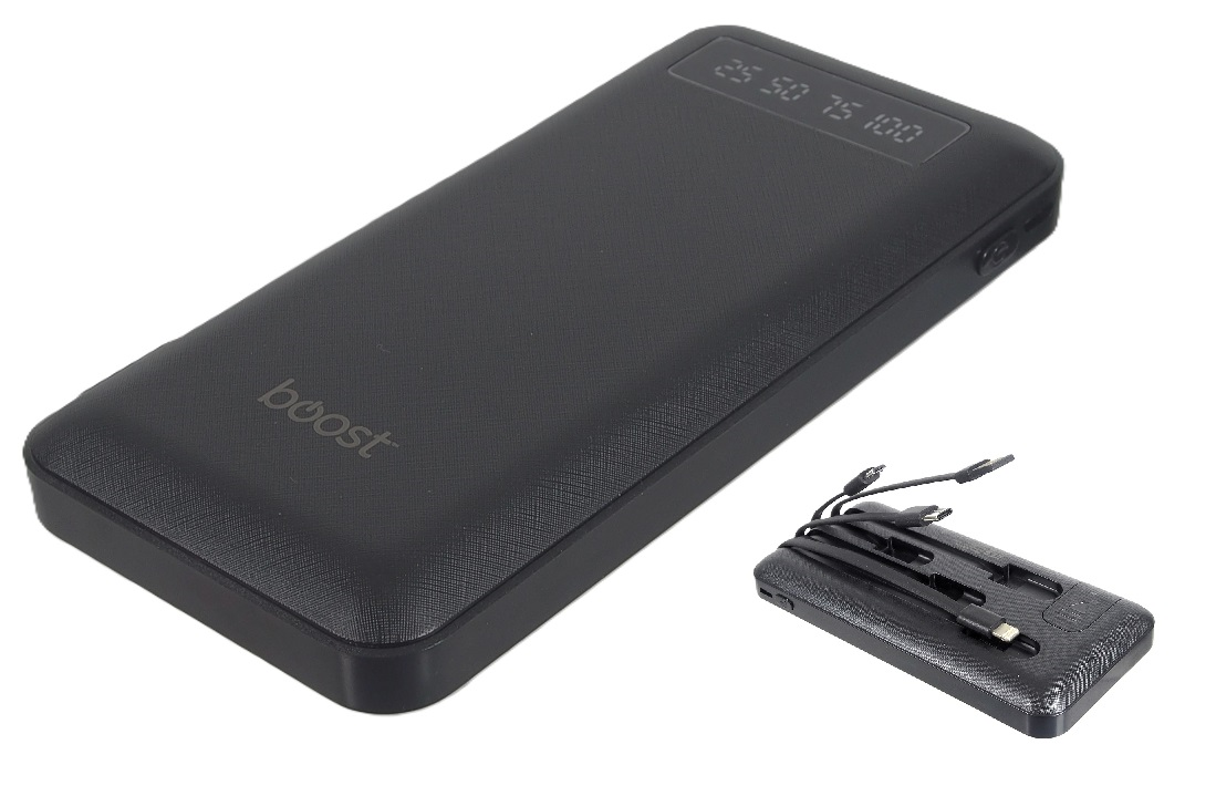 Chargeur portable 10 000 mAh avec câbles intégrés