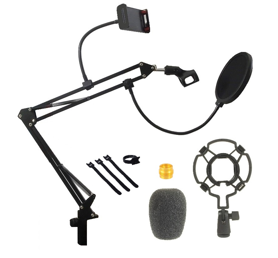 Support pour microphone avec accessoires