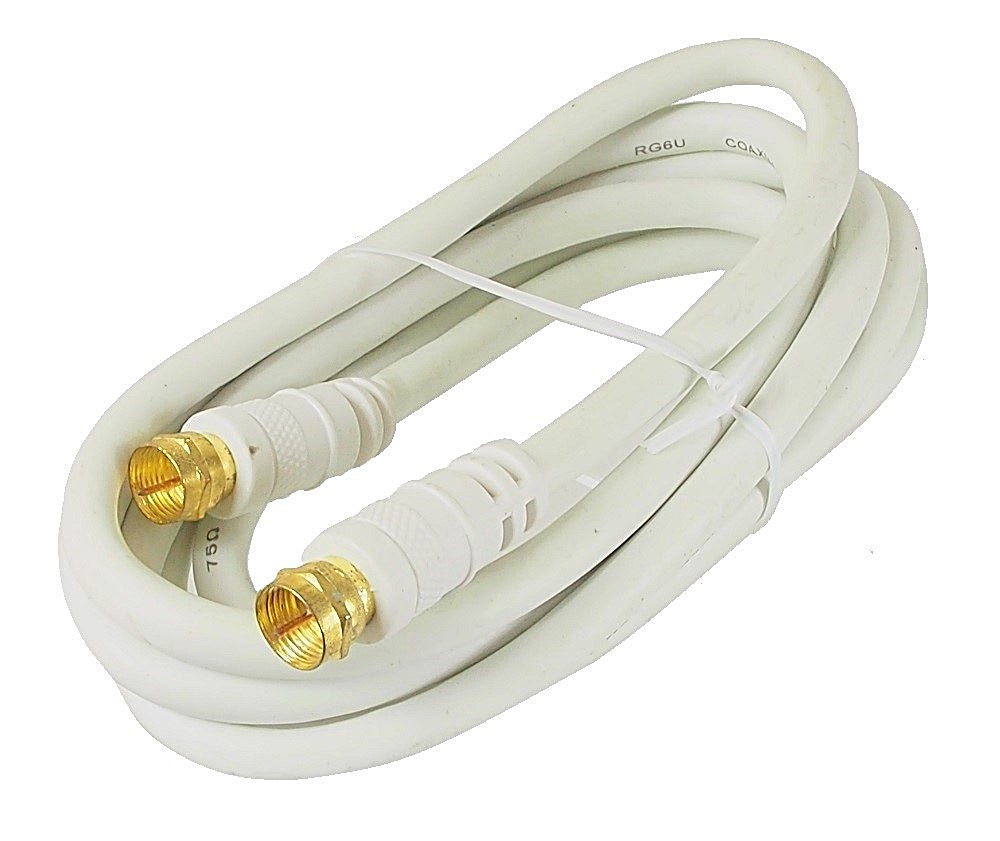 Câble coaxial RG-6 blanc - 6 pieds