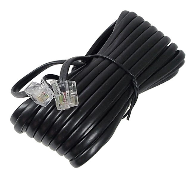 Câble téléphonique noir - 25 pieds