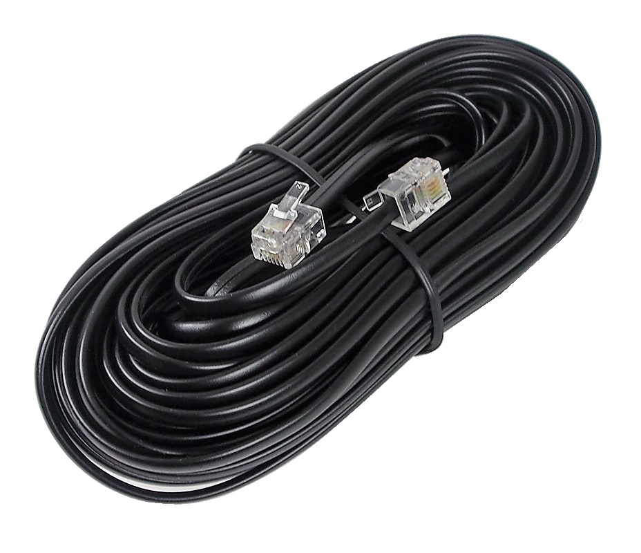 Câble téléphonique noir - 50 pieds
