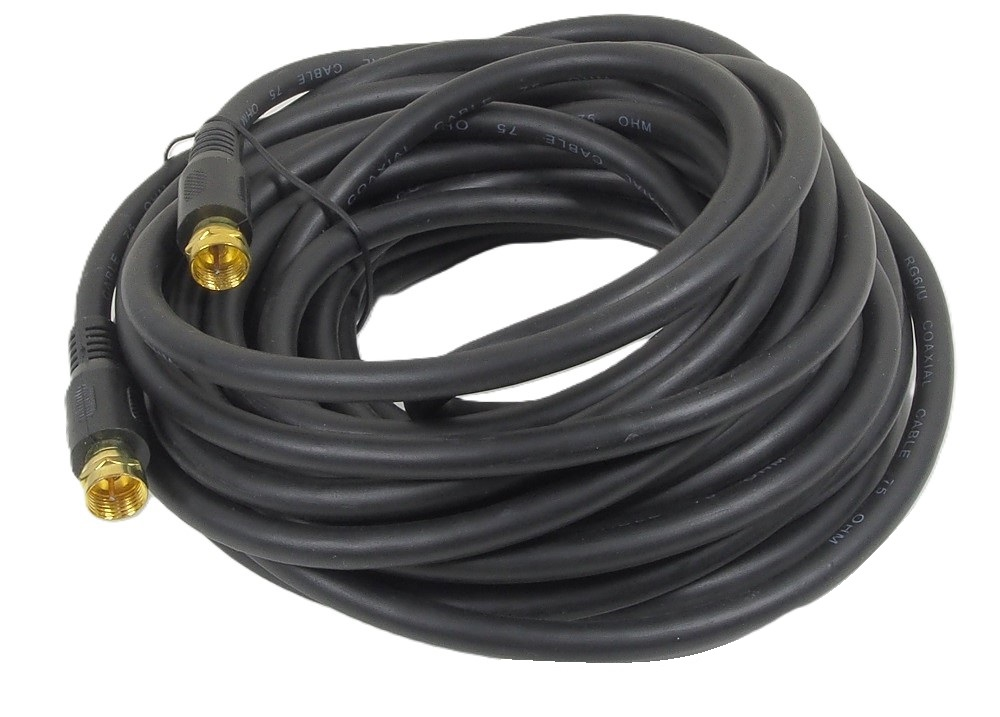 Câble coaxial RG-6 noir - 25 pieds