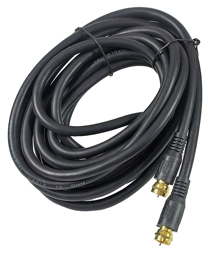Câble coaxial RG-6 noir - 15 pieds