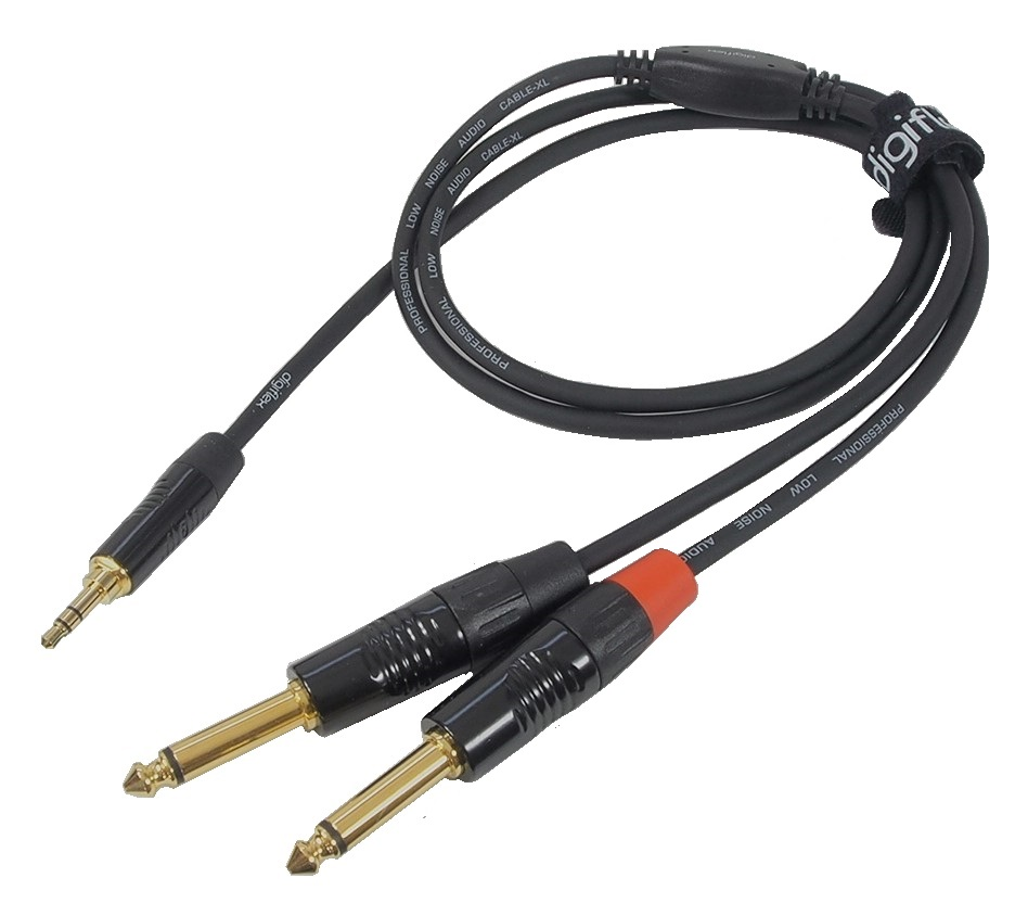 Câble Digiflex 3.5mm  stéréo à 2 x 6.3mm mono - 3'